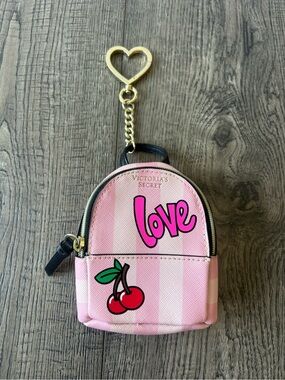 Victoria's Secret pink 'Love' Cherry Mini Backpack Keychain